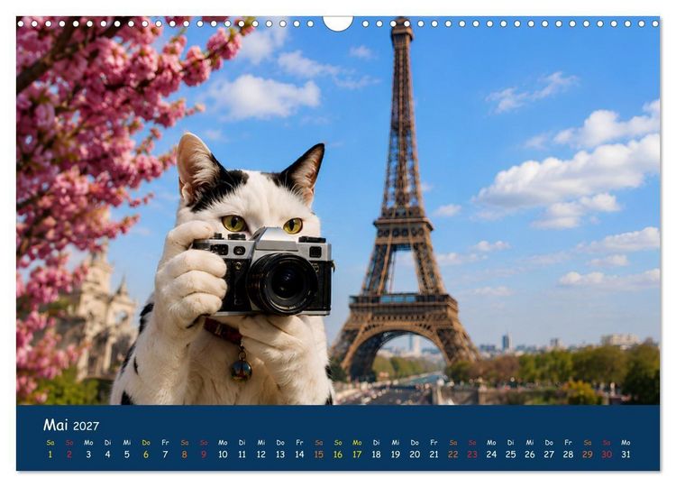 Produktbild: Eine Katze reist um die Welt (Wandkalender 2027 DIN A3 quer), CALVENDO Monatskalender