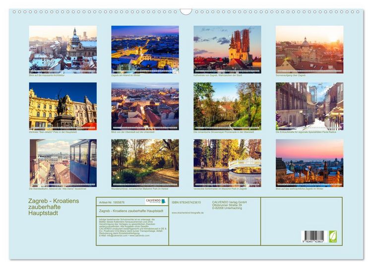 Produktbild: Zagreb - Kroatiens zauberhafte Hauptstadt (Wandkalender 2026 DIN A2 quer), CALVENDO Monatskalender