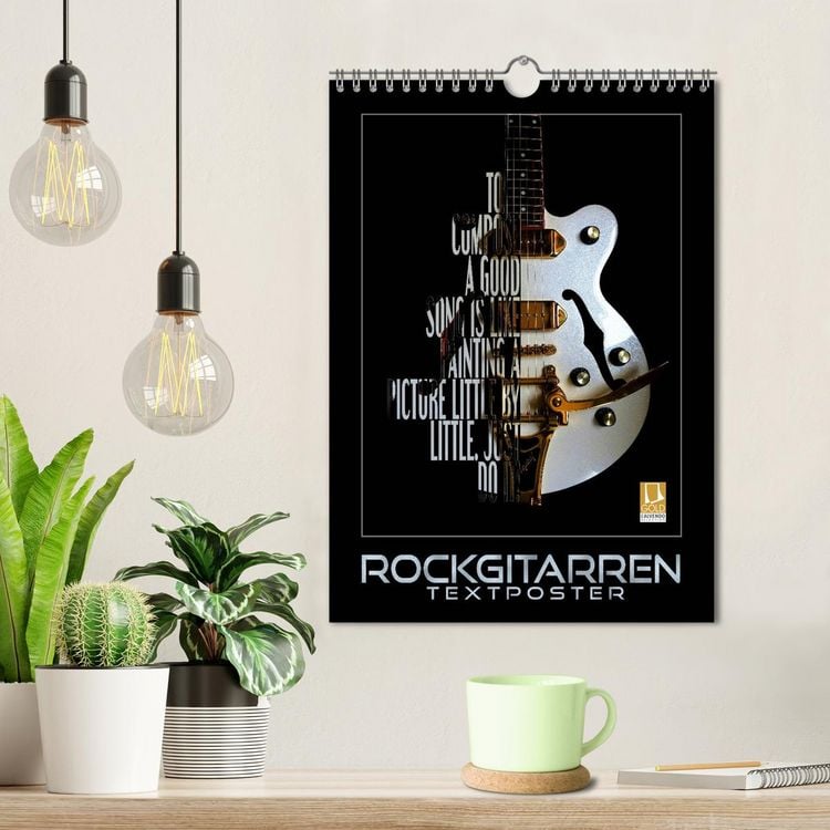 Produktbild: Rockgitarren Textposter (Wandkalender 2026 DIN A4 hoch), CALVENDO Monatskalender
