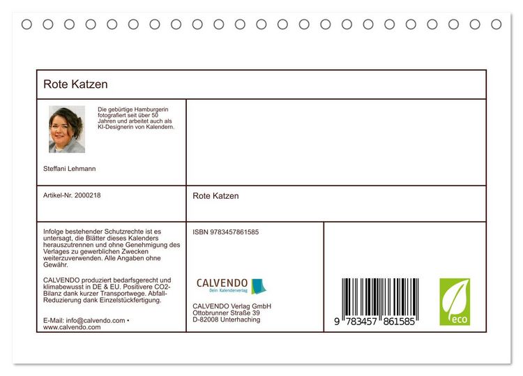 Produktbild: Rote Katzen (Tischkalender 2026 DIN A5 quer), CALVENDO Monatskalender
