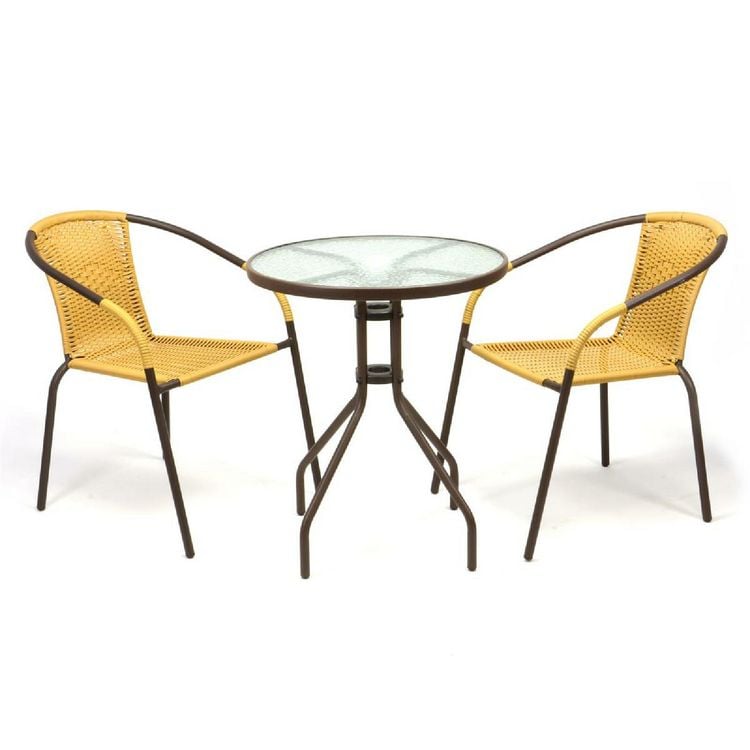 Produktbild: 3-tlg. Bistroset Balkon Stuhl Tisch Set Beige