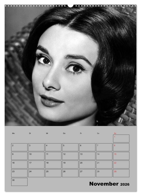 Produktbild: Hollywood-Diva. Audrey Hepburn (Wandkalender 2026 DIN A2 hoch), CALVENDO Monatskalender
