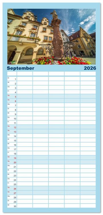 Produktbild: Familienplaner 2026 - Sigmaringen - h&uuml;bsche Kleinstadt an der Donau mit 5 Spalten (Wandkalender, 21 x 45 cm) CALVENDO