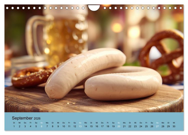 Produktbild: Bayrische Wei&szlig;wurst - Traditioneller K&uuml;chenkalender f&uuml;r Genie&szlig;er (Wandkalender 2026 DIN A4 quer), CALVENDO Monatskalender