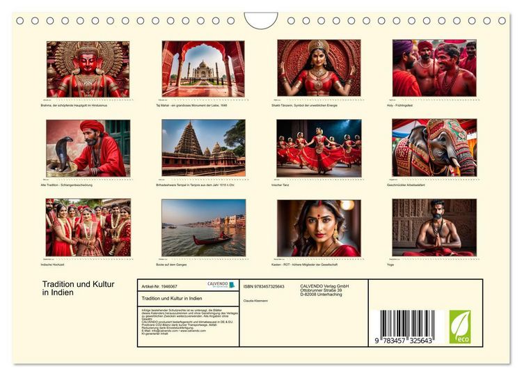 Produktbild: Tradition und Kultur in Indien (Wandkalender 2026 DIN A4 quer), CALVENDO Monatskalender