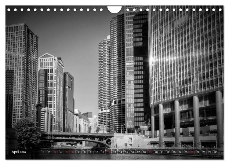 Produktbild: CHICAGO Monochrom (Wandkalender 2026 DIN A4 quer), CALVENDO Monatskalender