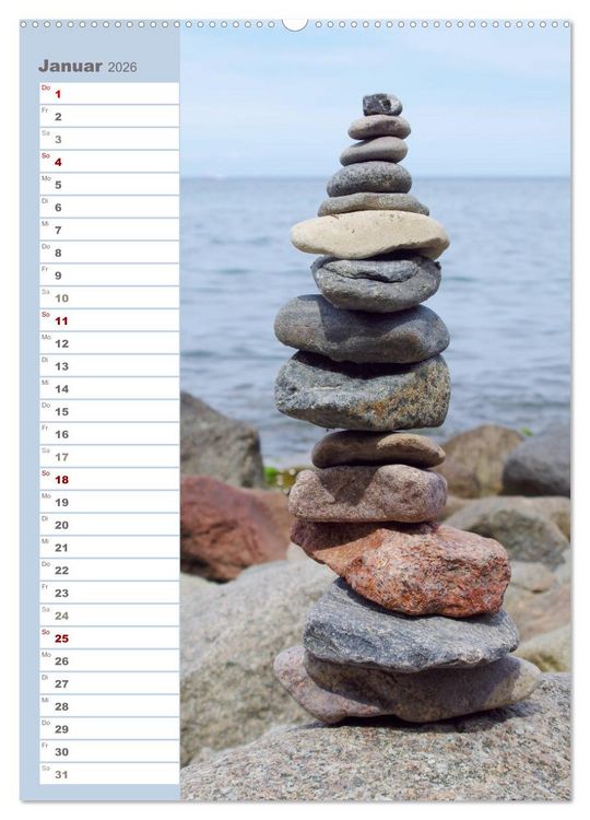 Produktbild: Steinmanderl - Der Steinm&auml;nnchen Geburtstagskalender (Wandkalender 2026 DIN A2 hoch), CALVENDO Monatskalender