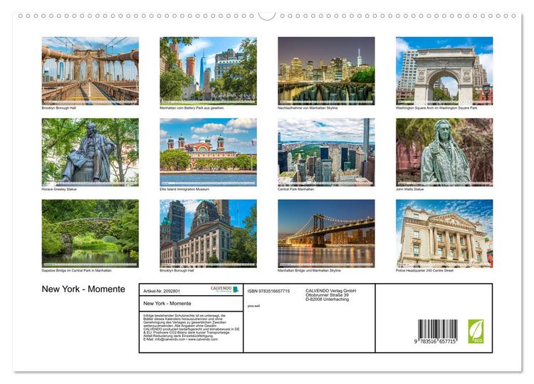 Produktbild: New York - Momente (hochwertiger Premium Wandkalender 2026 DIN A2 quer), Kunstdruck in Hochglanz