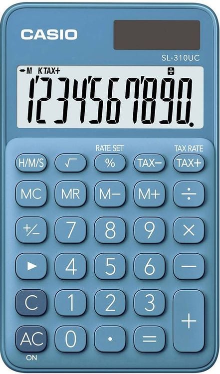Produktbild: Casio SL-310UC-BU Taschenrechner Blau Display (Stellen): 10 solarbetrieben, batteriebetrieben (B x H x T) 70 x 8 x 118 mm