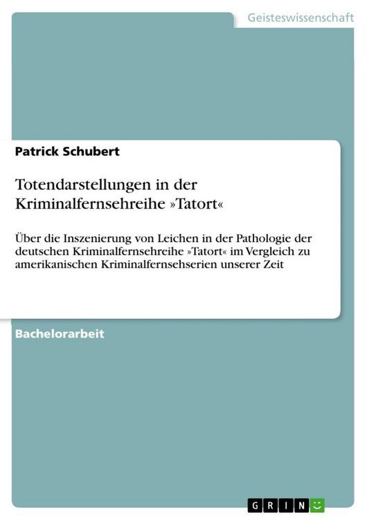 Produktbild: Totendarstellungen in der Kriminalfernsehreihe 'Tatort'