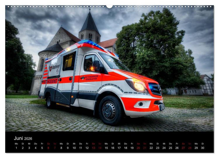 Produktbild: Feuerwehr und Rettungsdienst (hochwertiger Premium Wandkalender 2026 DIN A2 quer), Kunstdruck in Hochglanz