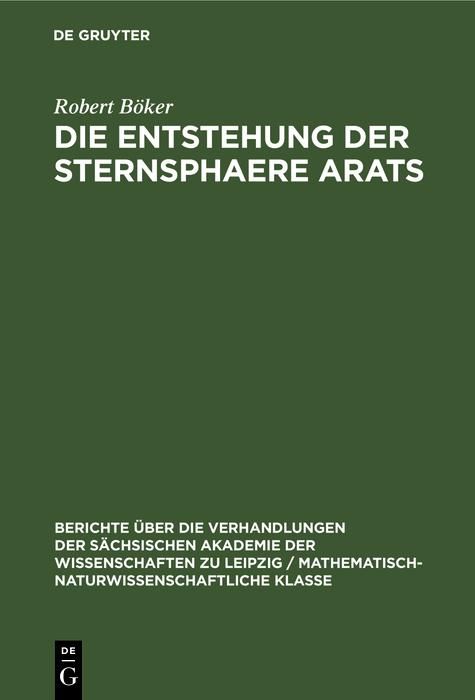 Produktbild: Die Entstehung der Sternsphaere Arats