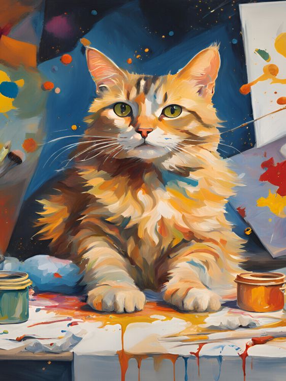 Produktbild: CALVENDO Puzzle Katze im Atelier gemalt | 1000 Teile Lege-Gr&ouml;&szlig;e 64x48cm Foto-Puzzle f&uuml;r gl&uuml;ckliche Stunden