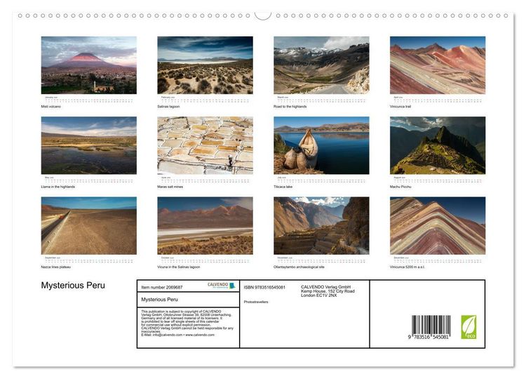 Produktbild: Mysterious Peru (High Quality Premium Wall Calendar 2026 DIN A2 landscape),CALVENDO 12 Month Wall Calendar