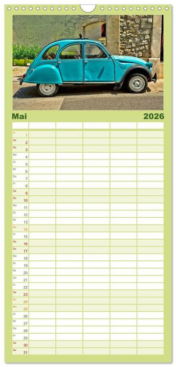 Produktbild: Familienplaner 2026 - Citro&euml;n 2CV - die Ente mit 5 Spalten (Wandkalender, 21 x 45 cm) CALVENDO