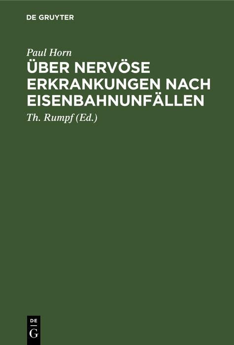Produktbild: &Uuml;ber nerv&ouml;se Erkrankungen nach Eisenbahnunf&auml;llen