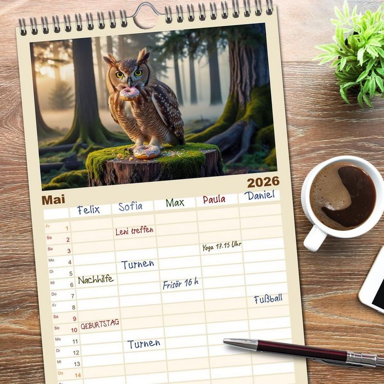 Produktbild: Familienplaner 2026 - Mahlzeit... Wie wir Sie selten sehen! mit 5 Spalten (Wandkalender, 21 x 45 cm) CALVENDO