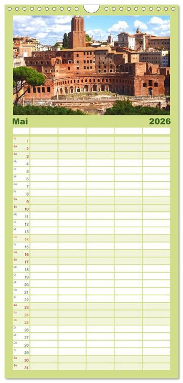 Produktbild: Familienplaner 2026 - In Liebe Dein Rom mit 5 Spalten (Wandkalender, 21 x 45 cm) CALVENDO