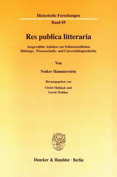 Bild vom Artikel Res publica litteraria. vom Autor Notker Hammerstein