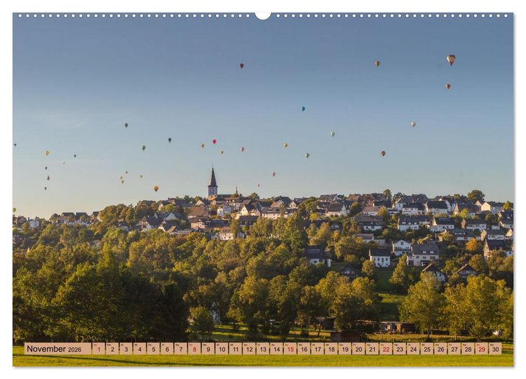 Produktbild: Montgolfiade der Ballone im Sauerland (hochwertiger Premium Wandkalender 2026 DIN A2 quer), Kunstdruck in Hochglanz