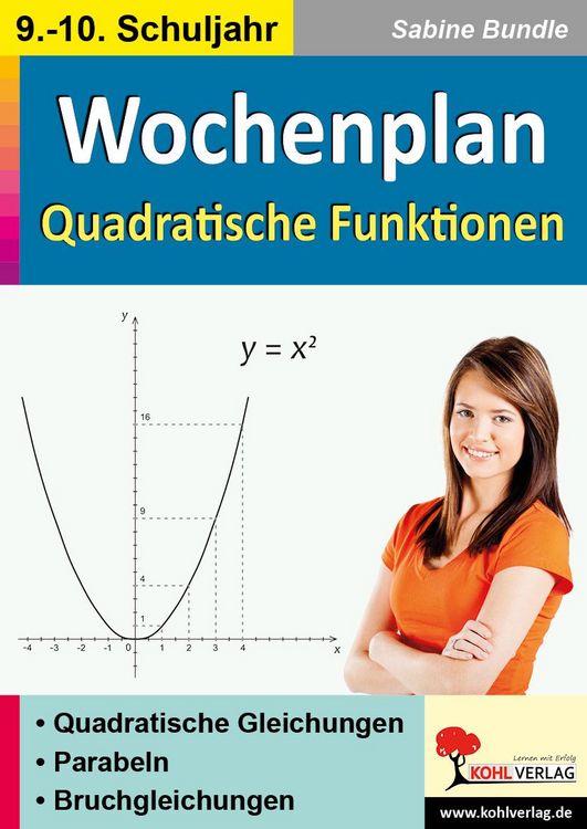 Produktbild: Wochenplan Quadratische Funktionen / Klasse 9-10
