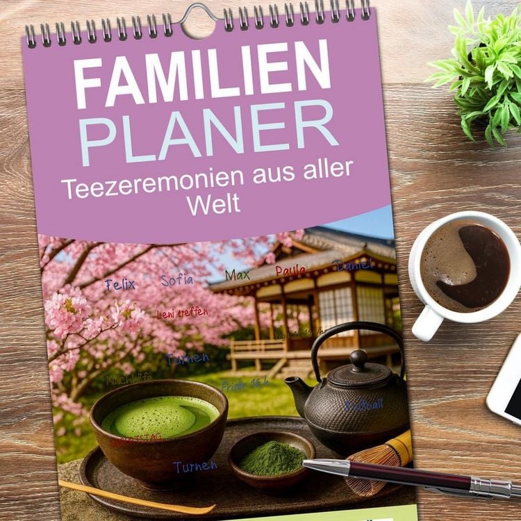 Produktbild: Familienplaner 2026 - Teezeremonien aus aller Welt mit 5 Spalten (Wandkalender, 21 x 45 cm) CALVENDO