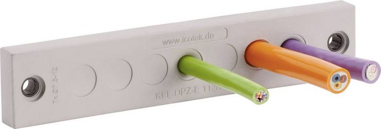 Produktbild: Icotek KEL-DPZ-E 112/21 Kabeldurchf&uuml;hrungsplatte Klemm-&Oslash; (max.) 6.5 mm Polyamid, Elastomer Grau 1 St.