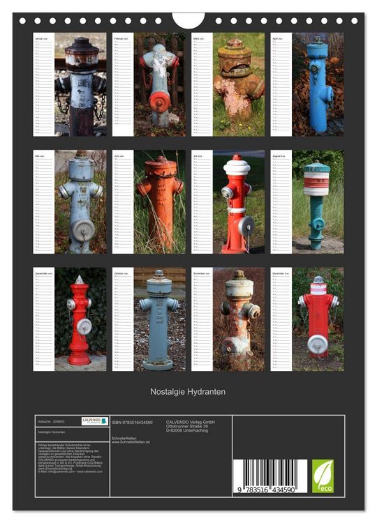 Produktbild: Nostalgie Hydranten (Wandkalender 2026 DIN A4 hoch), CALVENDO Monatskalender
