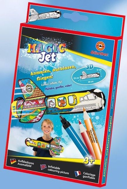Produktbild: Paul G&uuml;nther 1590 - MAGIC JET, Aufblasbares Ausmalbild, Anmalen, aufblasen, fliegen!