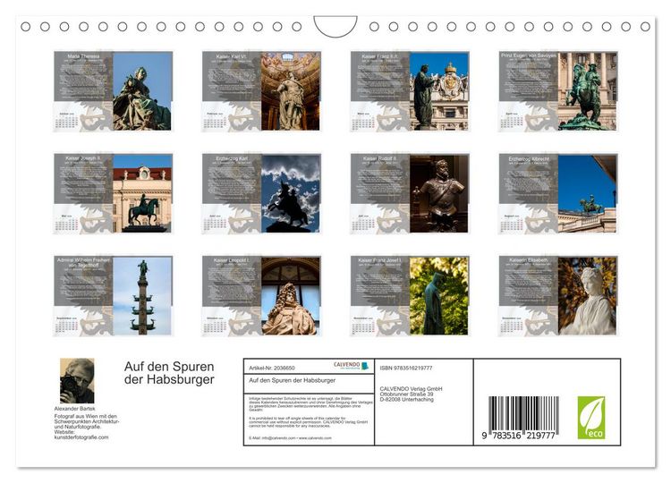 Produktbild: Auf den Spuren der Habsburger (Wandkalender 2026 DIN A4 quer), CALVENDO Monatskalender