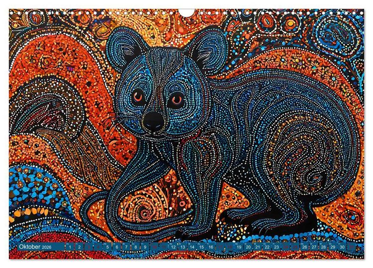 Produktbild: Traumzeit - KI-generierte Aborigine-Kunst aus dem Herzen Australiens (Wandkalender 2026 DIN A3 quer), CALVENDO Monatskalender