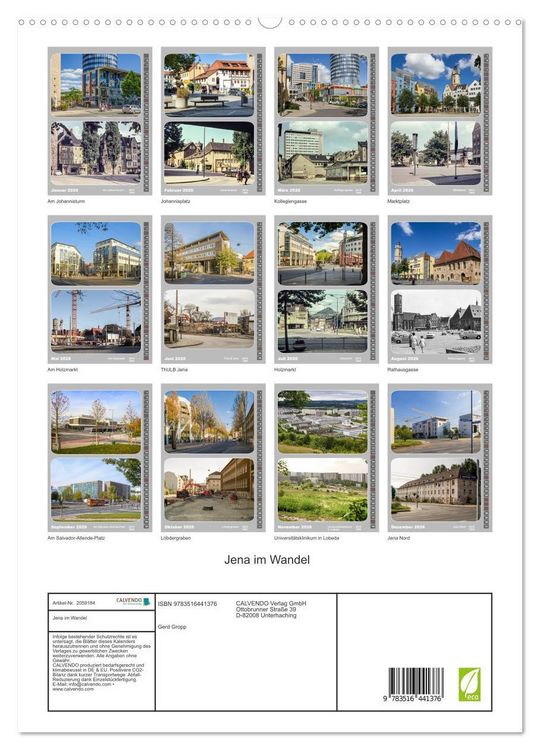 Produktbild: Jena im Wandel (hochwertiger Premium Wandkalender 2026 DIN A2 hoch), Kunstdruck in Hochglanz