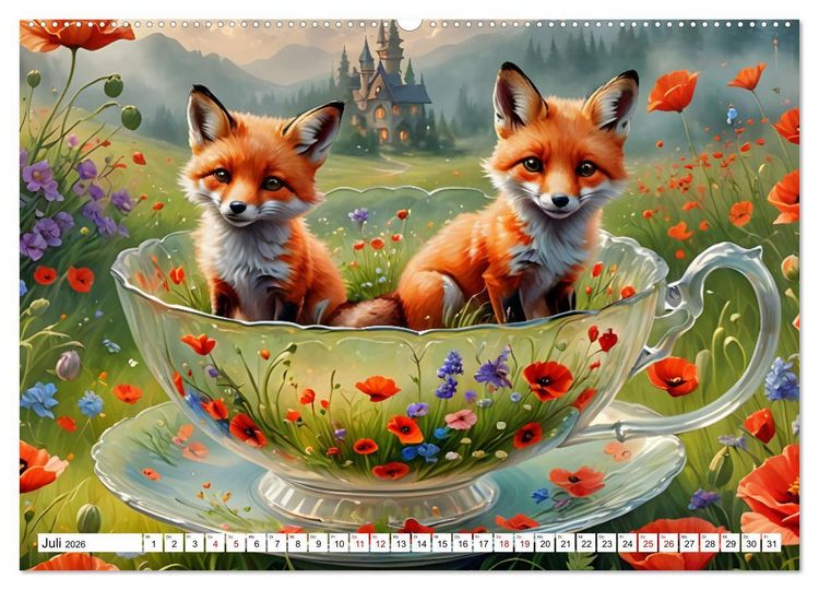 Produktbild: Tierische Tee-Parade (hochwertiger Premium Wandkalender 2026 DIN A2 quer), Kunstdruck in Hochglanz