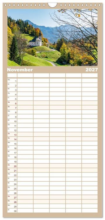 Produktbild: Familienplaner 2027 - Wanderparadies Bayerische Alpen mit 5 Spalten (Wandkalender, 21 x 45 cm) CALVENDO
