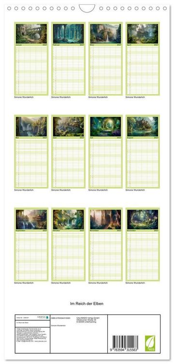 Produktbild: Familienplaner 2027 - Im Reich der Elben mit 5 Spalten (Wandkalender, 21 x 45 cm) CALVENDO