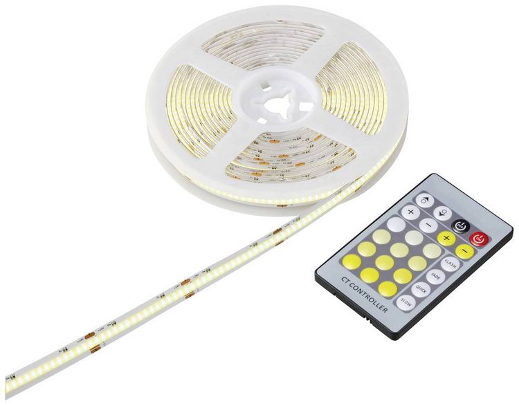 Produktbild: Sygonix SY-5773492 LED-Streifen-Komplettset mit Stecker 230 V 5 m Warmwei&szlig; bis Tageslichtwei&szlig; 1 St.