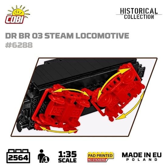 Produktbild: COBI Trains 6288 - DR BR 03 Steam Lokomotive, 1:35 Bausatz, 2564 Klemmbausteine, 1 Figur