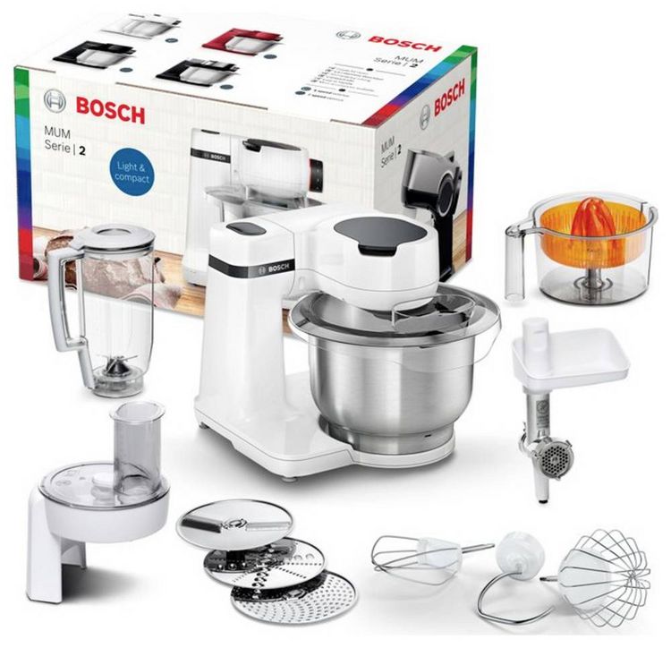 Produktbild: Bosch Haushalt MUMS2EW40 K&uuml;chenmaschine 700W Wei&szlig;, Edelstahl