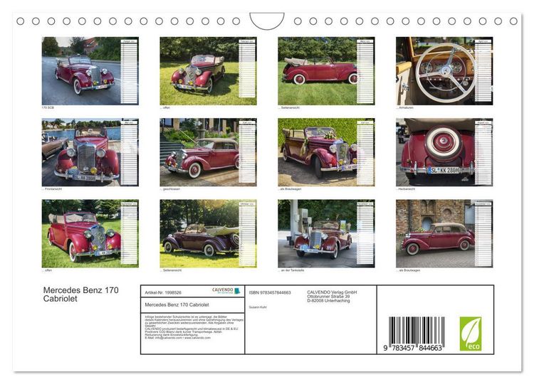 Produktbild: Mercedes Benz 170 Cabriolet (Wandkalender 2026 DIN A4 quer), CALVENDO Monatskalender