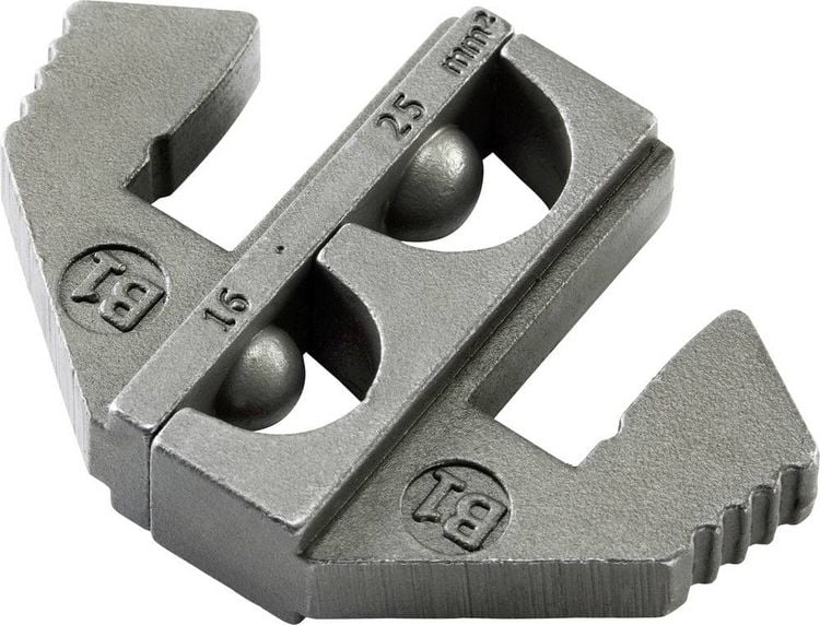 Produktbild: TOOLCRAFT PLE-0B1 Crimp-Eins&auml;tze Unisolierte Kabelschuhe Quetschbereich: 16 bis 25 mm&sup2; Passend f&uuml;r Marke (Zangen): TOOLCRAFT PZ-500