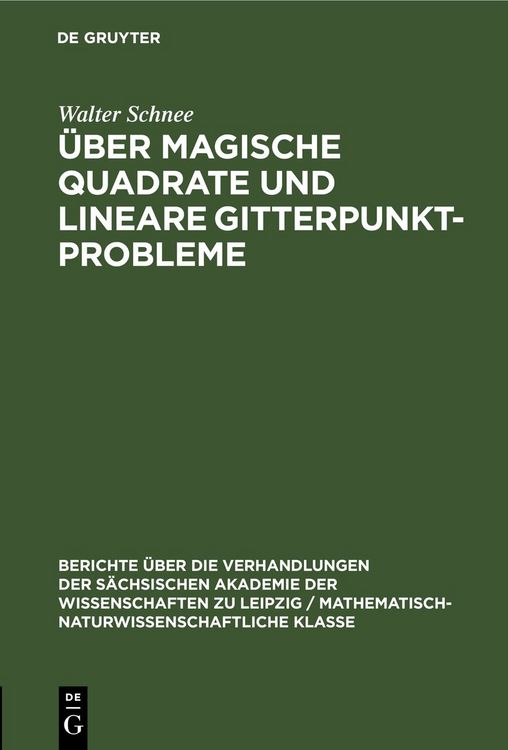 Produktbild: &Uuml;ber magische Quadrate und lineare Gitterpunktprobleme