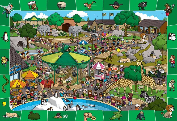 Produktbild: Ein Tag im Zoo - Suchen & Finden (Puzzle)