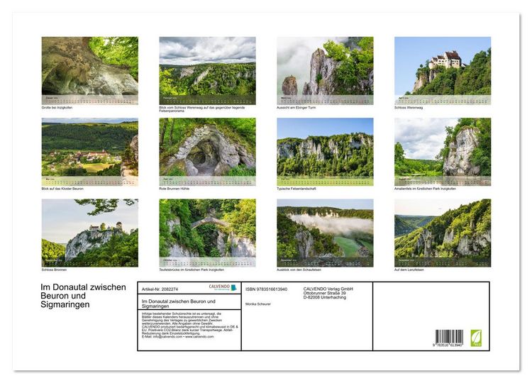 Produktbild: Im Donautal zwischen Beuron und Sigmaringen (Wandkalender 2026 DIN A2 quer), CALVENDO Monatskalender