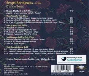Produktbild: Bortkiewicz:Chamber Music
