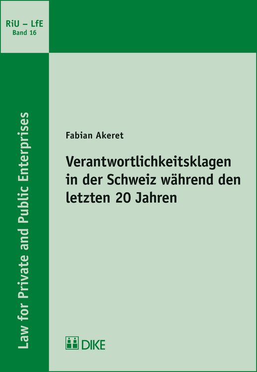 Produktbild: Verantwortlichkeitsklagen in der Schweiz w&auml;hrend den letzten 20 Jahren