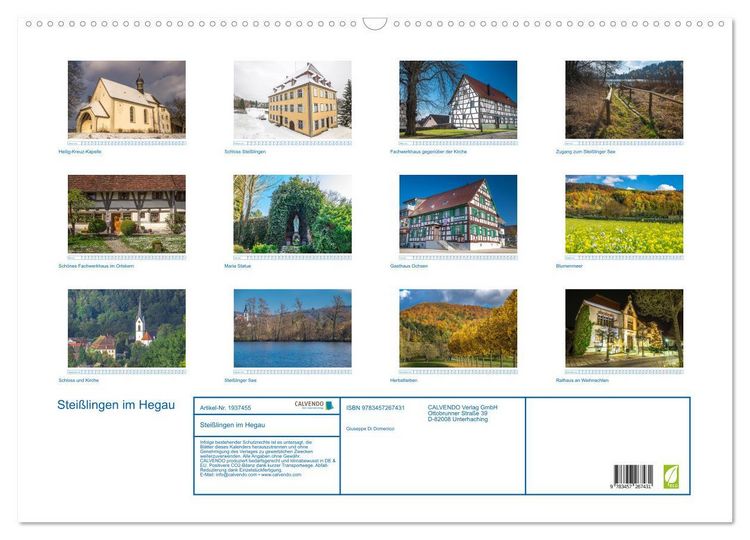 Produktbild: Stei&szlig;lingen im Hegau (Wandkalender 2026 DIN A2 quer), CALVENDO Monatskalender