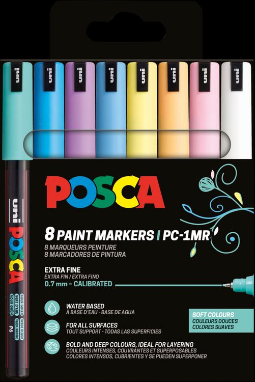 Produktbild: uni POSCA Marker PC-1MR 0,7mm Soft Col 8 St&uuml;ck