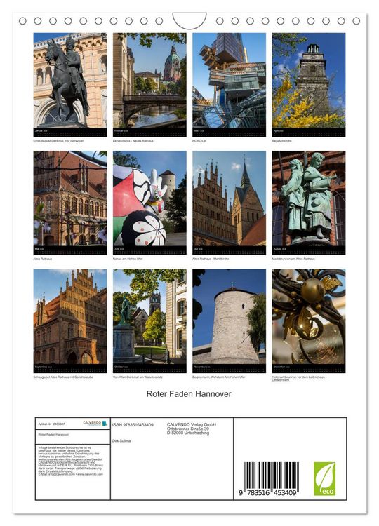 Produktbild: Roter Faden Hannover (Wandkalender 2026 DIN A4 hoch), CALVENDO Monatskalender