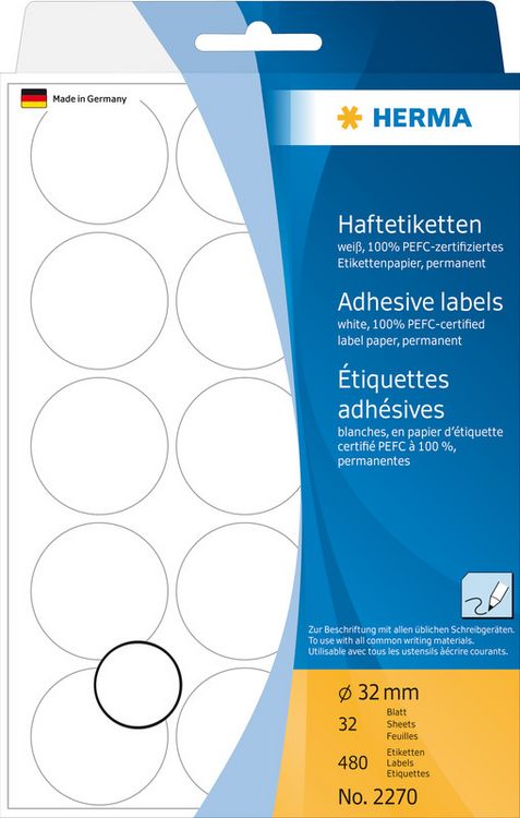 Produktbild: HERMA Haftetiketten, Gummierung stark haftend weiss