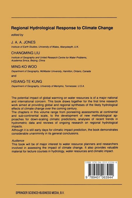 Produktbild: Regional Hydrological Response to Climate Change
